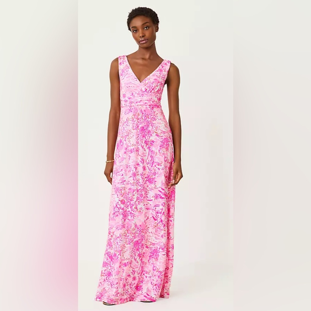 NWT Lilly Pulitzer Peony Pink Seaside Scene Sloane maxi dress